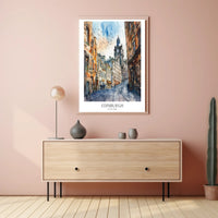 Edinburgh Street Scene in Watercolor Travel Poster PosterGoat