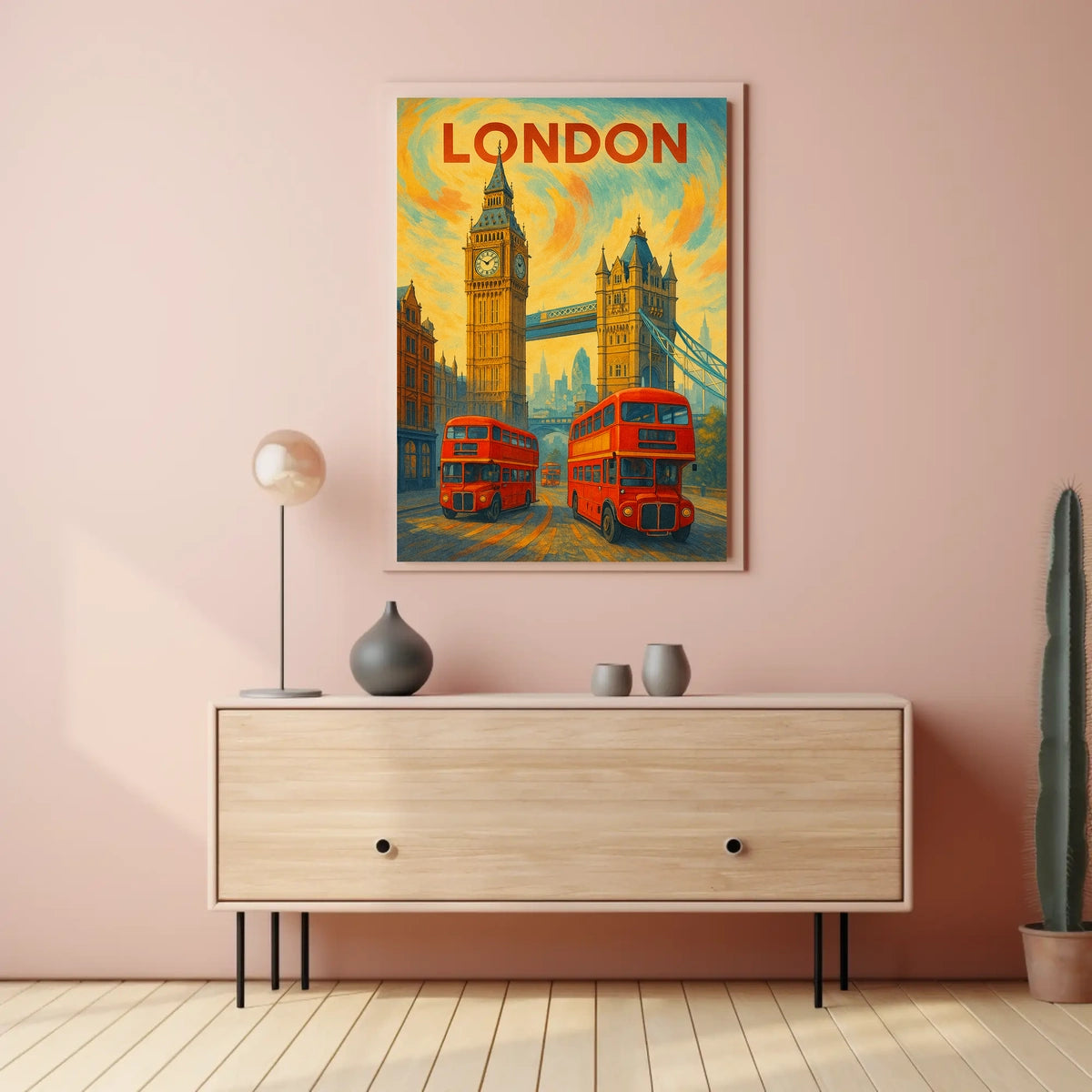 London Landmarks And Red Buses Poster