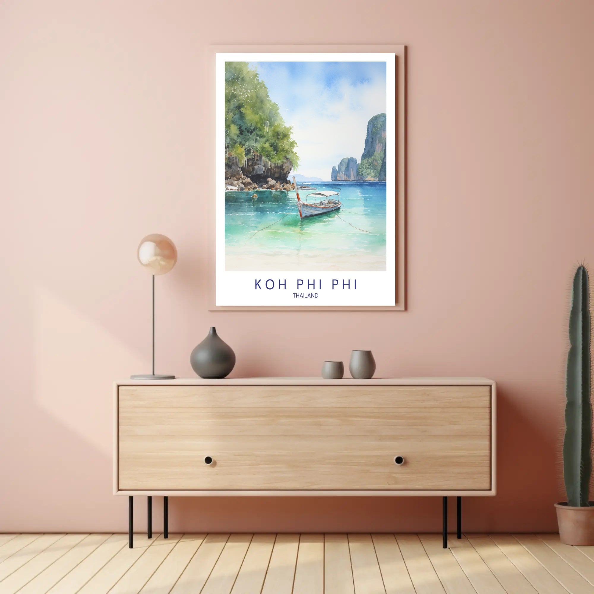 Koh Phi Phi Watercolor Artwork Travel Poster PosterGoat