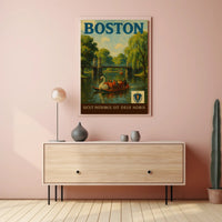 Charming Boston Public Garden Vintage Travel Poster