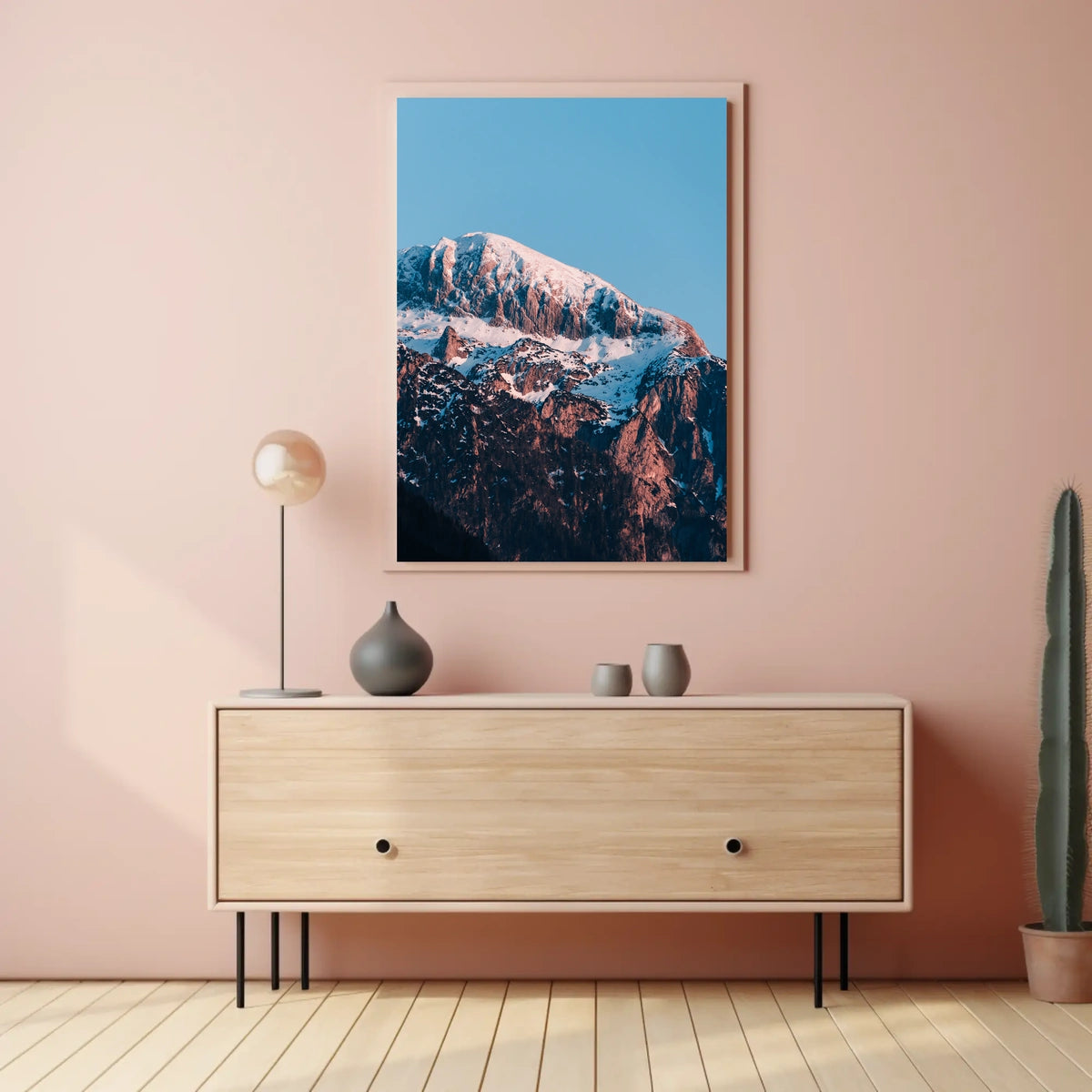 Majestic Snow-Capped Mountain Sunrise Photorealistic Poster