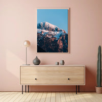 Majestic Snow-Capped Mountain Sunrise Photorealistic Poster