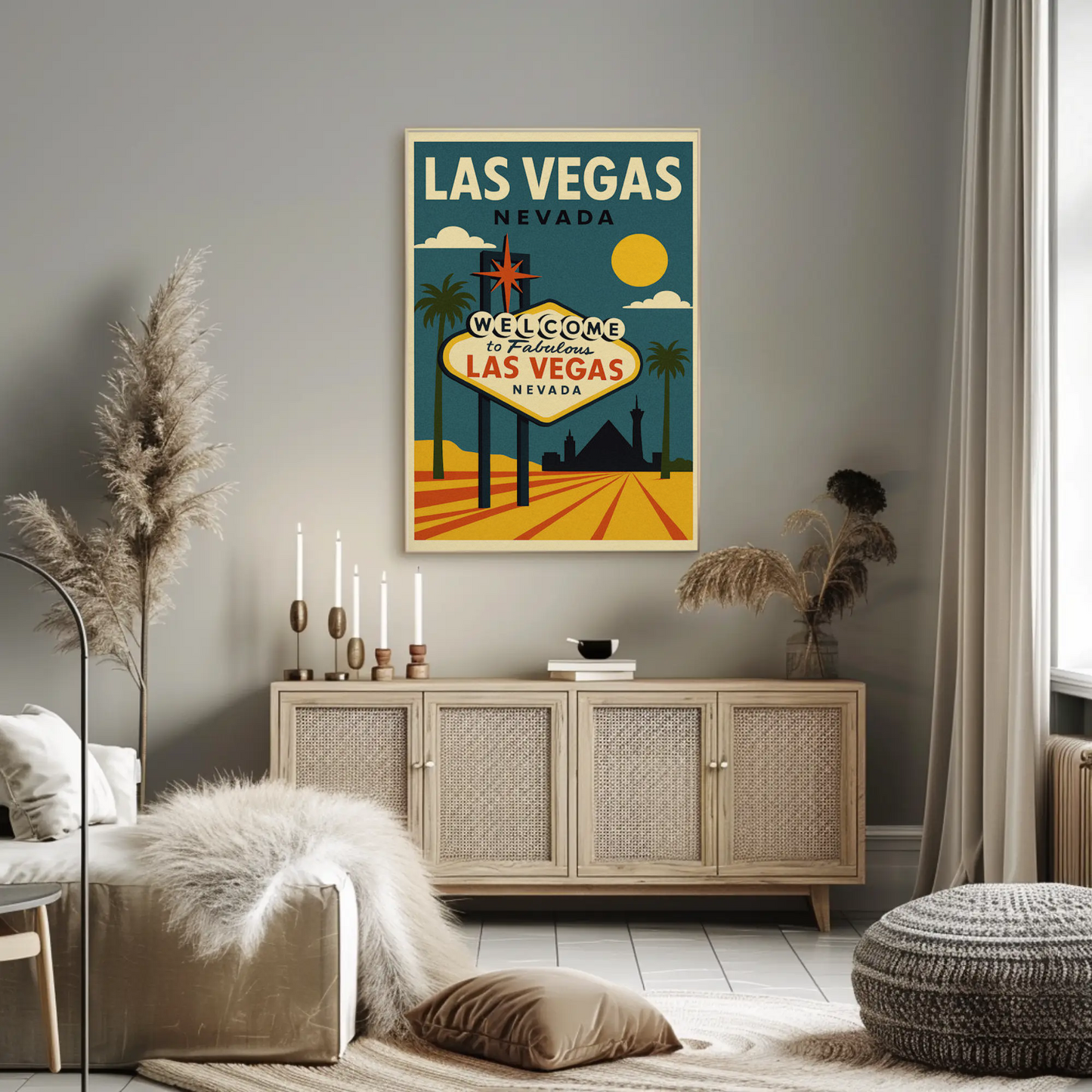 Classic Las Vegas Welcome Sign Retro Art Poster