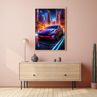 Futuristic Electric Car in the City Poster PosterGoat