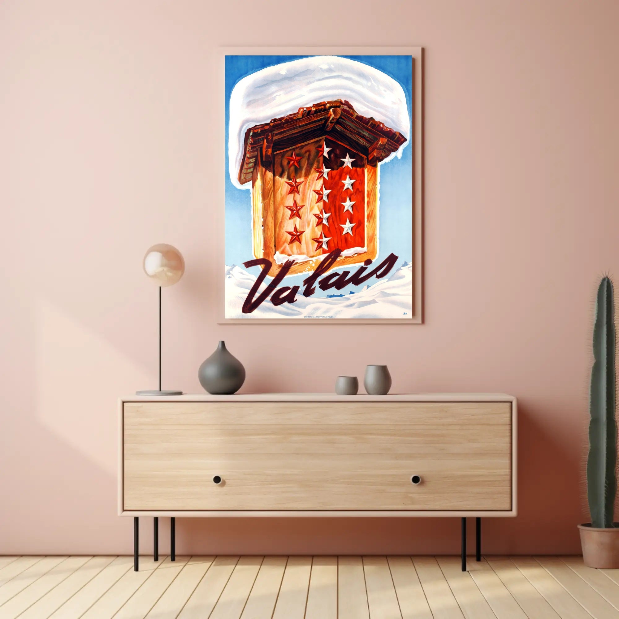 Valais Winter Chalet Art Print Cultural or Heritage Poster PosterGoat