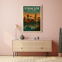 Scenic Syracuse Cityscape Poster Abstract Wall Art