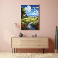Serene Countryside Retreat: Idyllic Landscape Art Poster