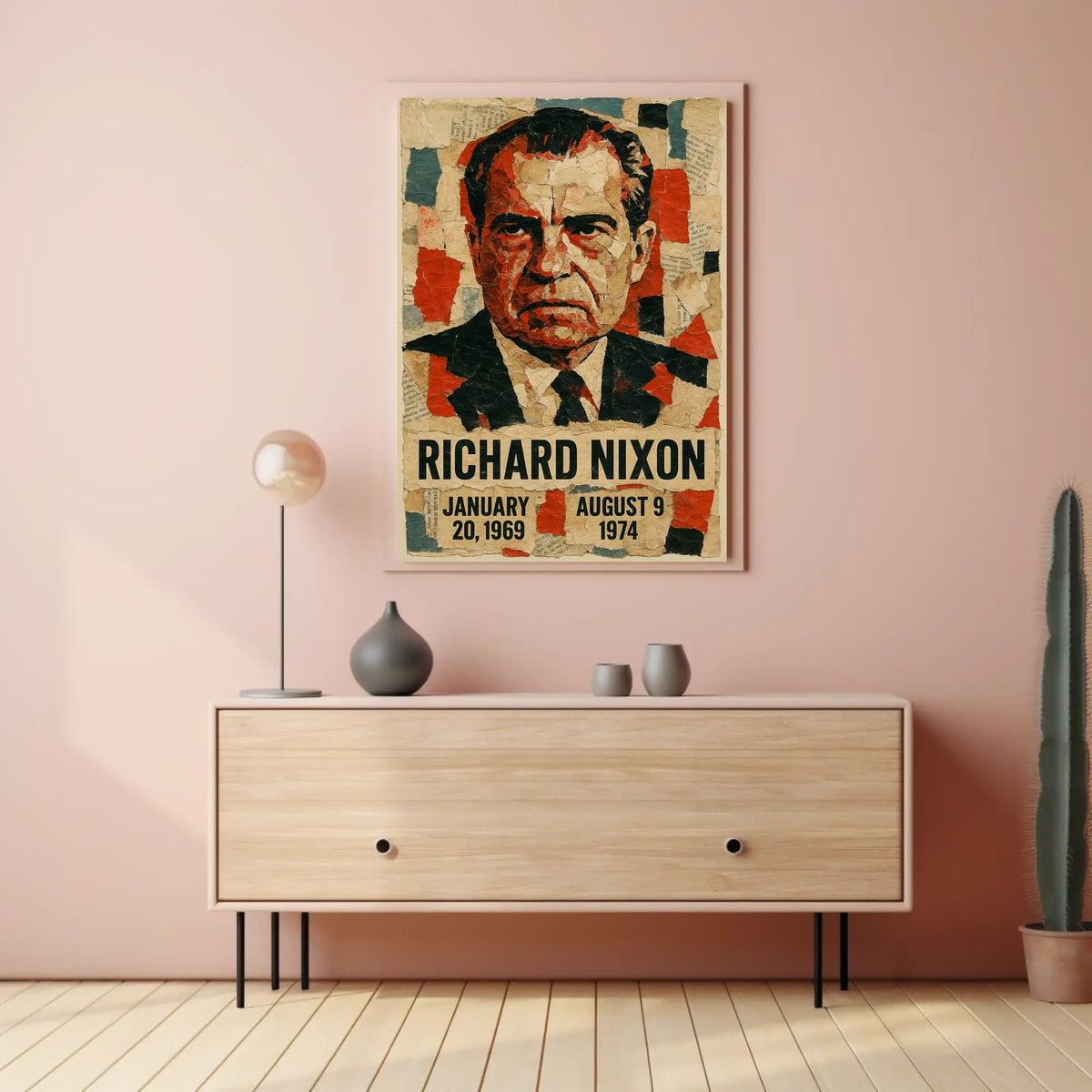 Richard Nixon 37th President of the United States Layered paper Collage Poster