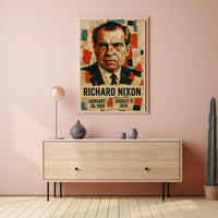 Richard Nixon 37th President of the United States Layered paper Collage Poster