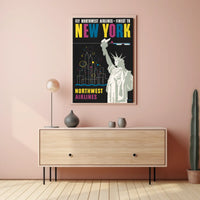 Fly Northwest Airlines Poster Vintage Travel Wall Art