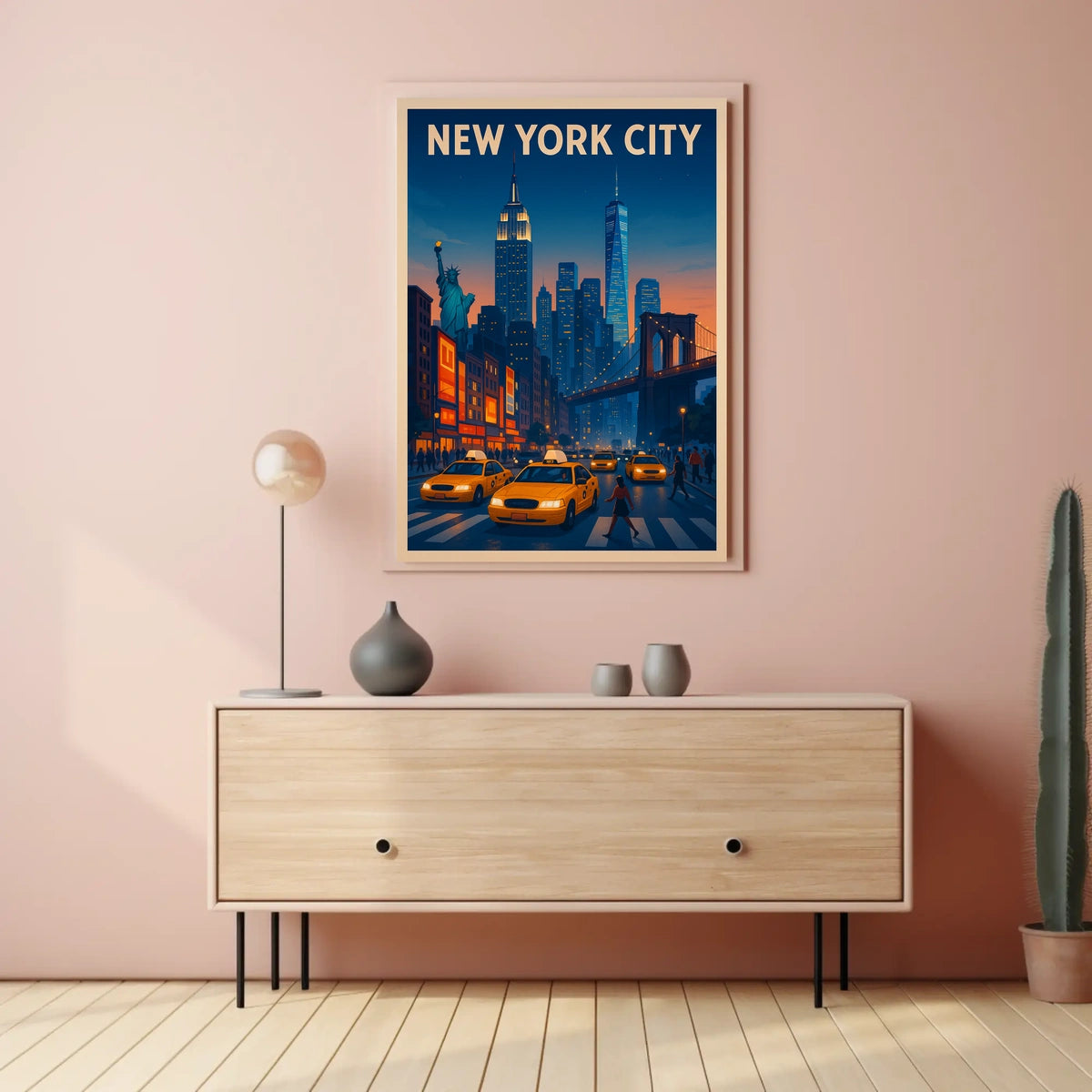 New York City Skyline Twilight Poster Modern Wall Art