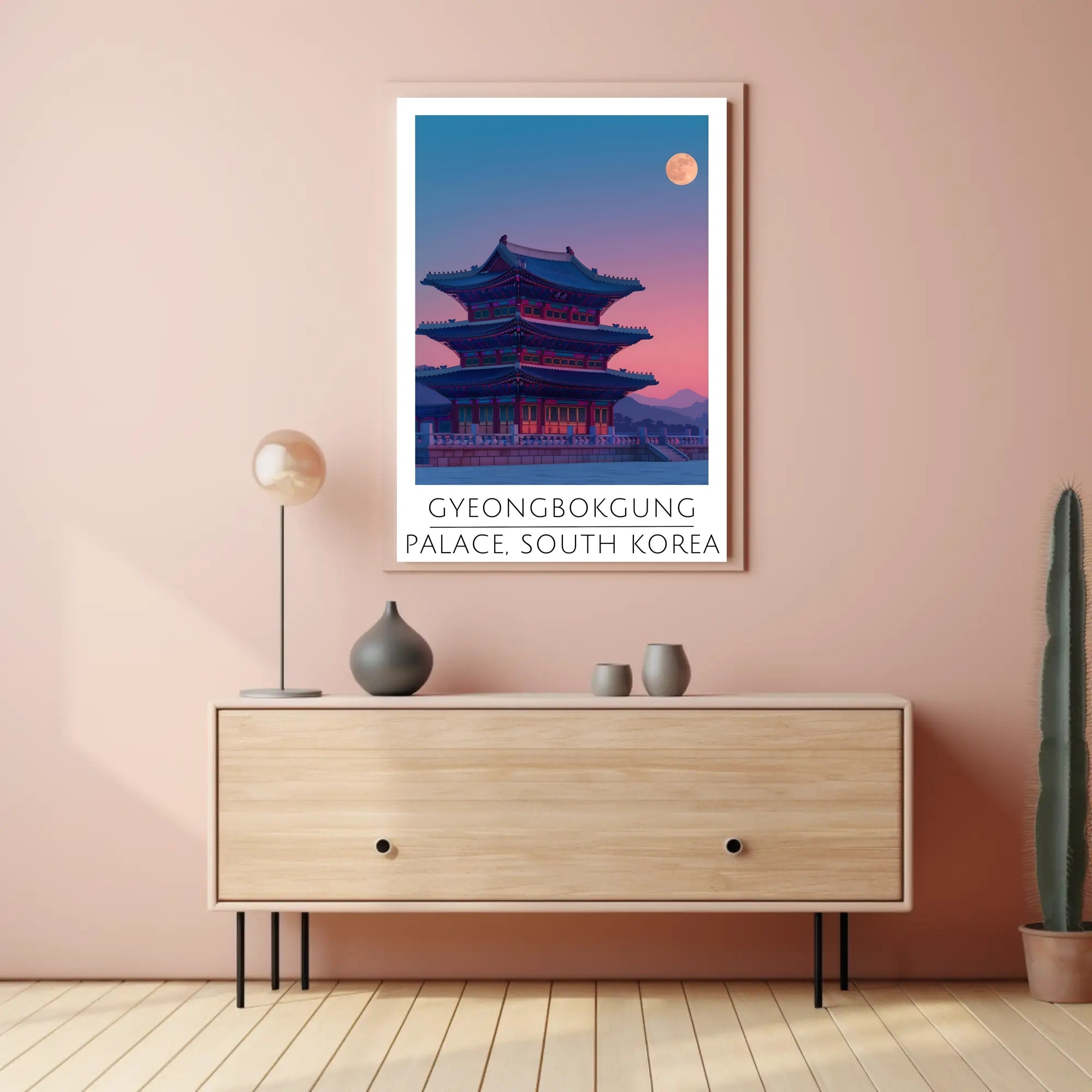 Gyeongbokgung Palace under Full Moon Cultural Poster