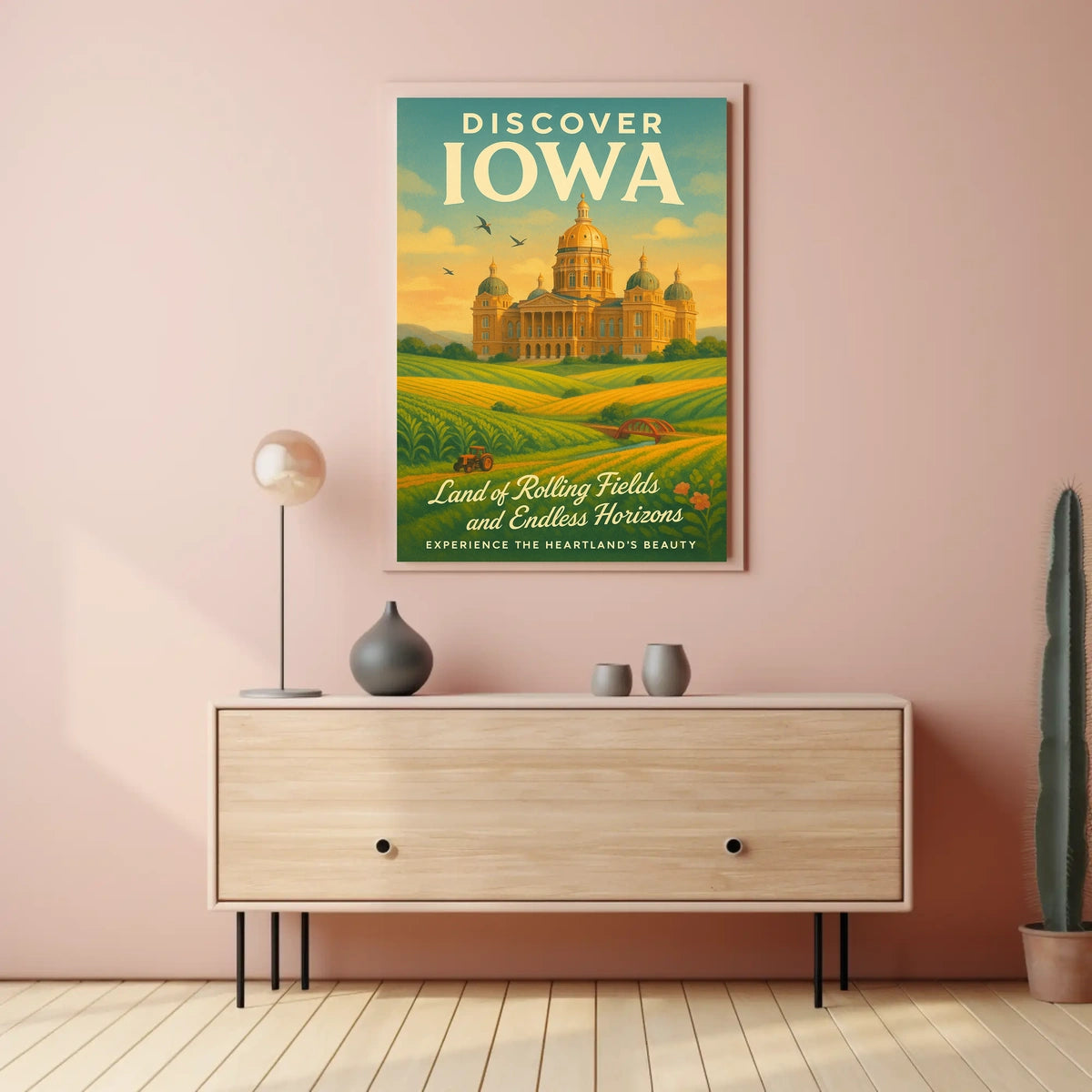 Discover Iowa Land of Rolling Fields Poster