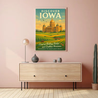 Discover Iowa Land of Rolling Fields Poster