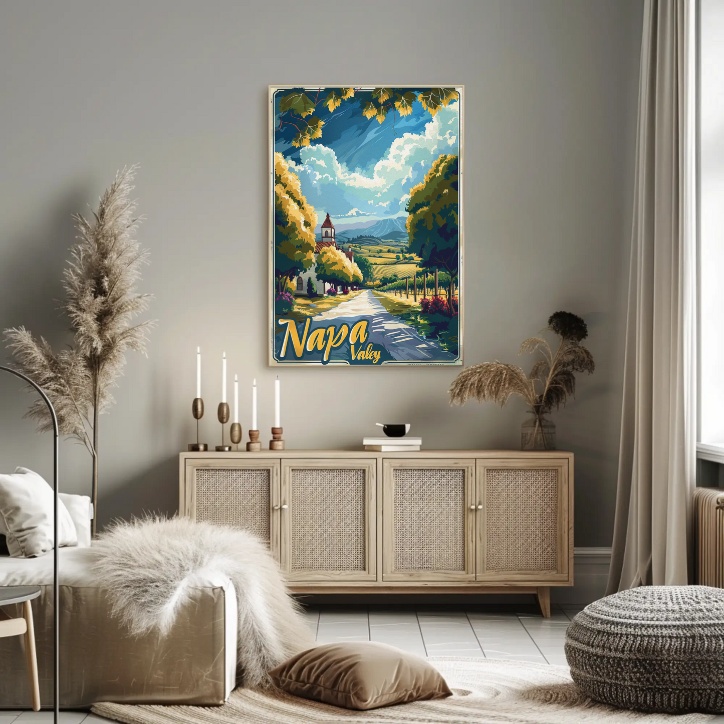 Napa Valley Church and Fields Travel Poster