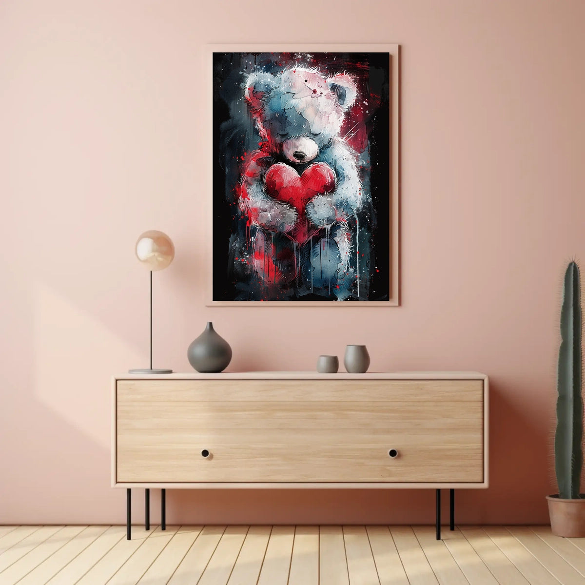 Heartfelt Teddy Bear Watercolor Embrace Cozy Love Heart Sentimental Decor Gift Timeless Poster