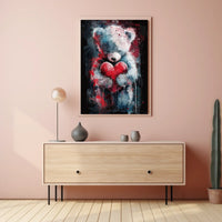 Heartfelt Teddy Bear Watercolor Embrace Cozy Love Heart Sentimental Decor Gift Timeless Poster