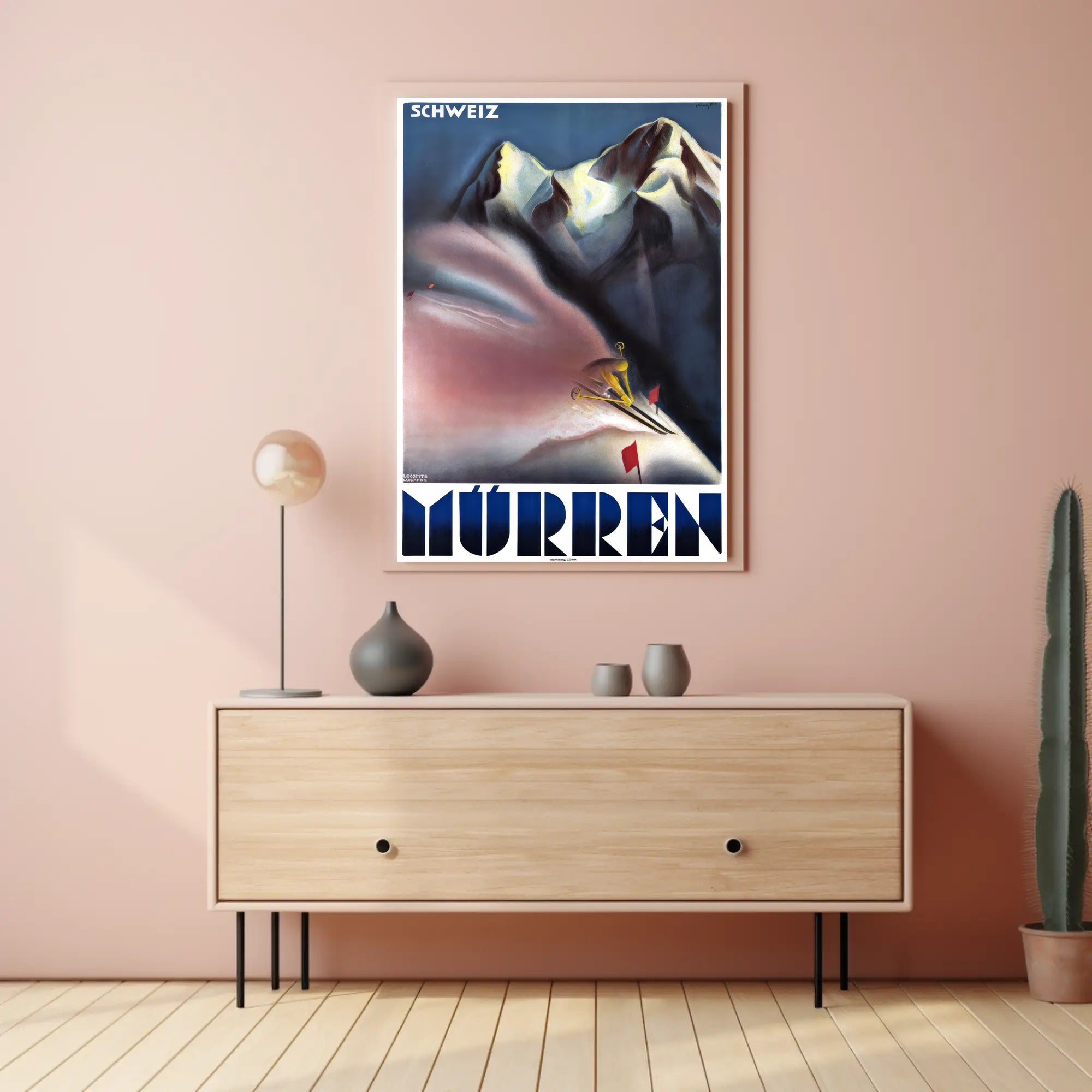 Ski Adventure in Mürren Vintage Travel Poster PosterGoat