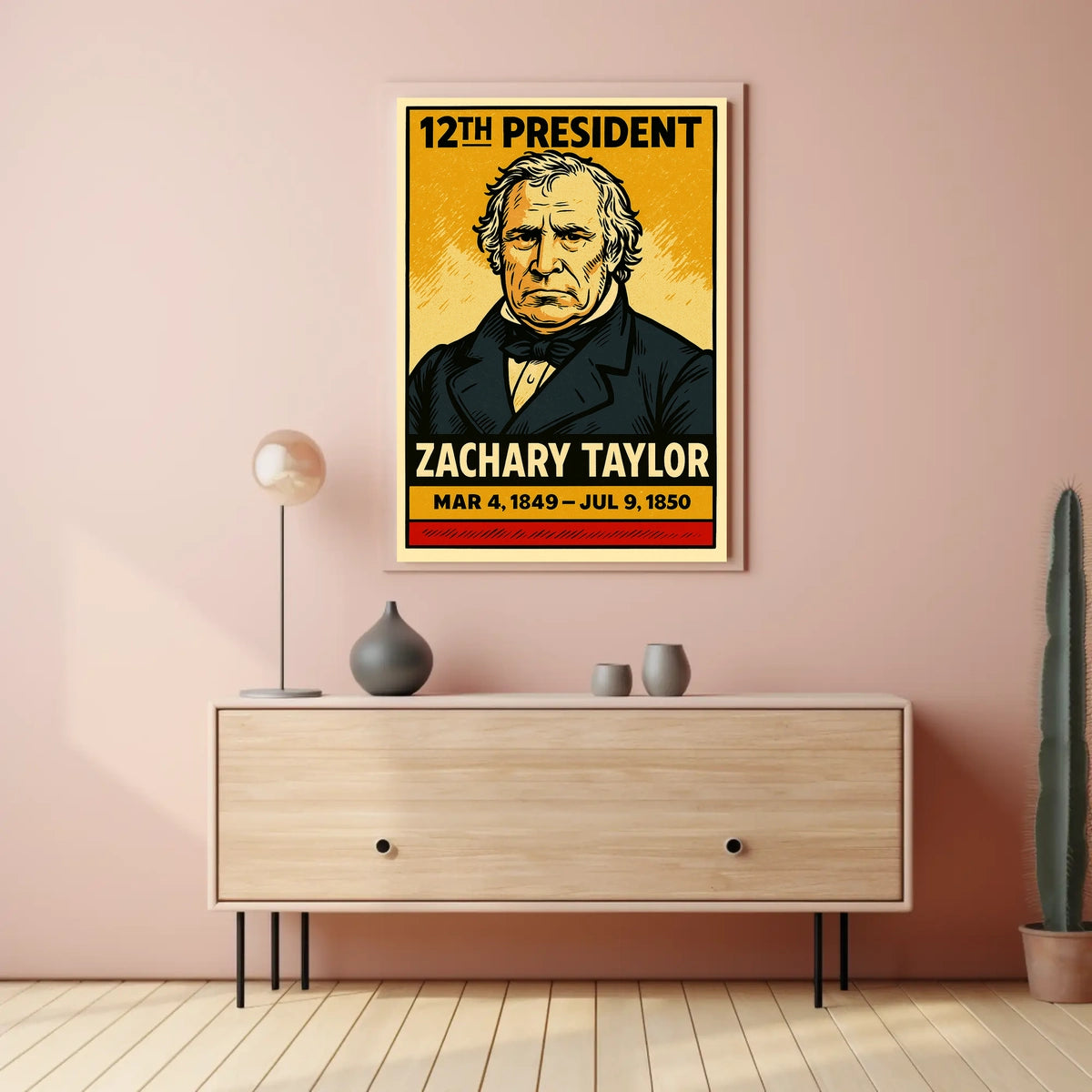 Zachary Taylor 12th President of the United States Inked Comic Style Poster