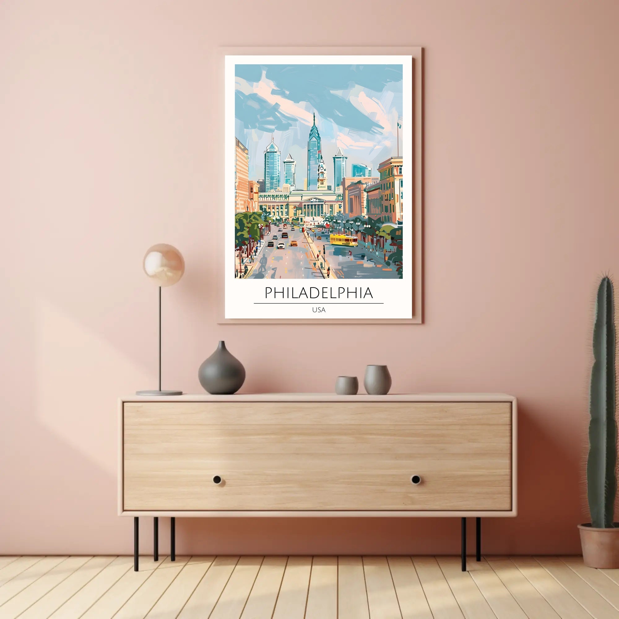 Philadelphia Skyline Art Poster PosterGoat