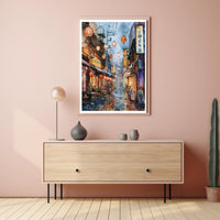 Lantern-Lit Alleyway Poster PosterGoat