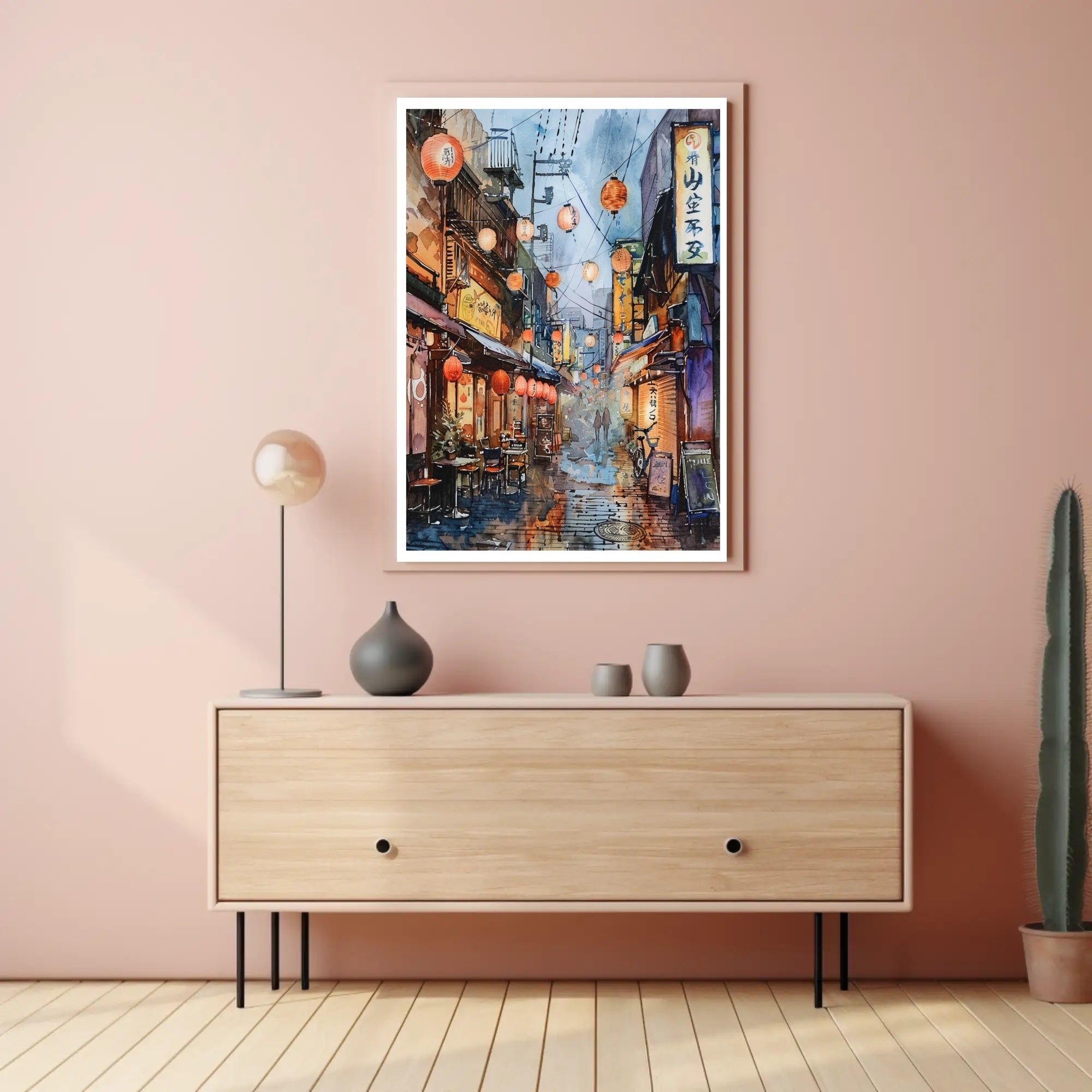 Lantern-Lit Alleyway Poster PosterGoat