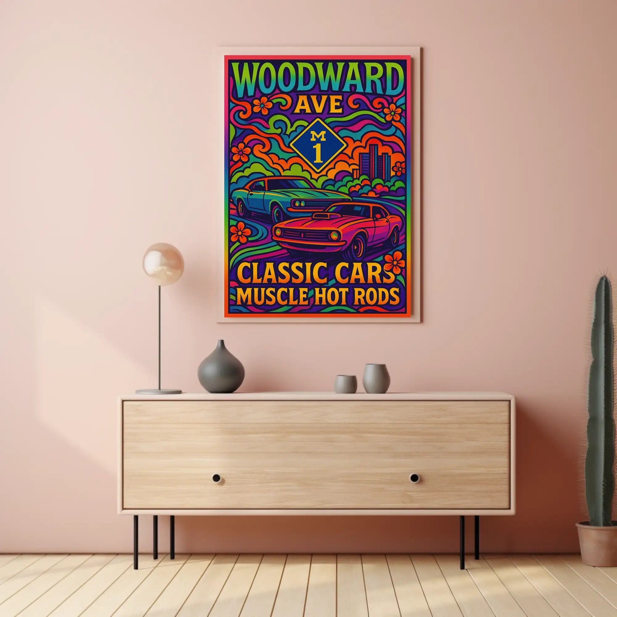 Woodward Ave Muscle Car Poster