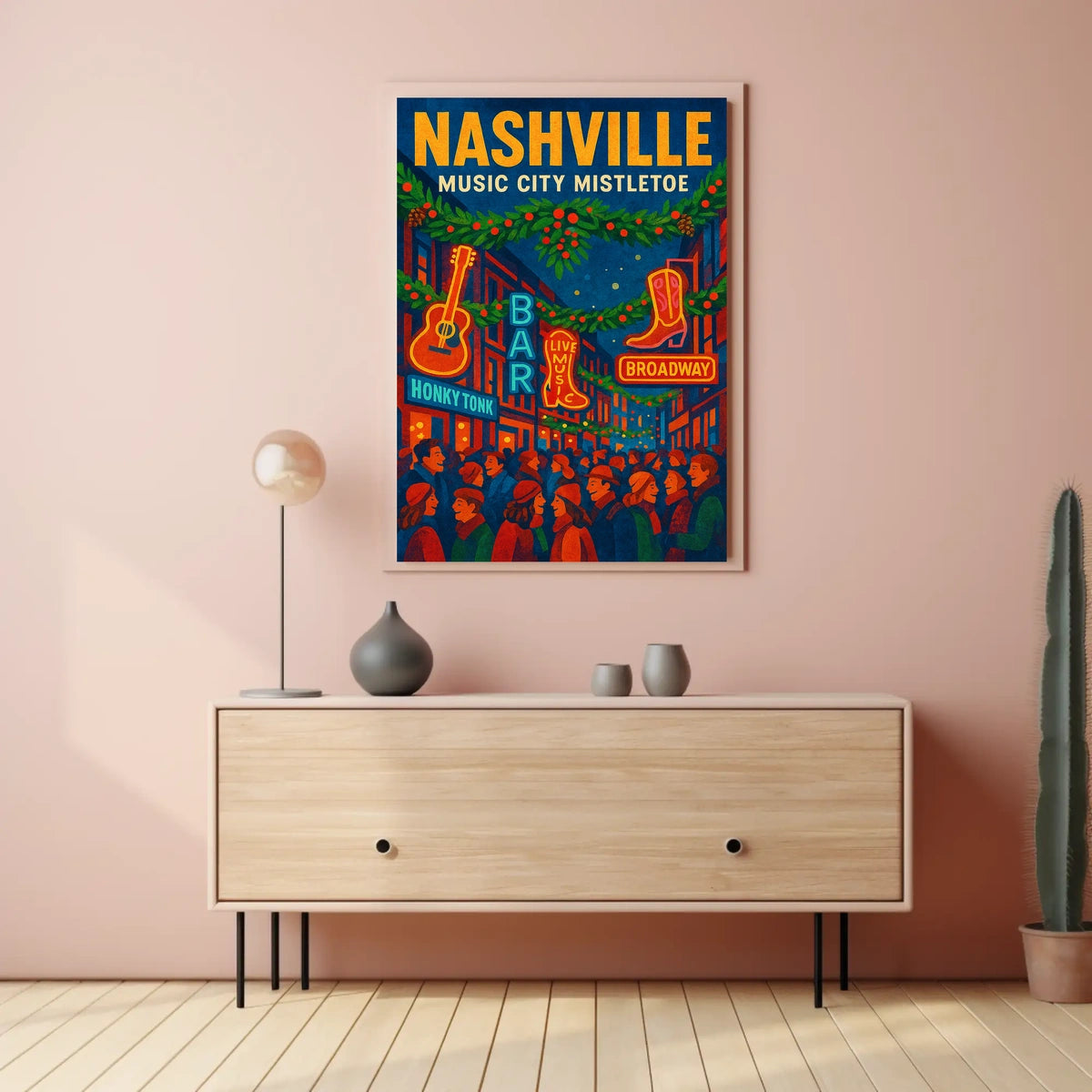 Nashville Music City Mistletoe Poster