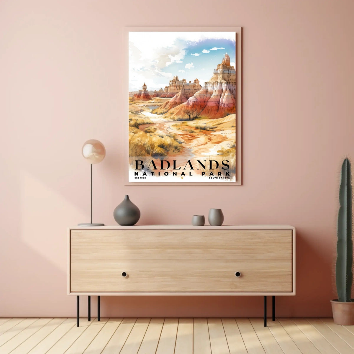 Badlands Watercolor Wall Art Poster