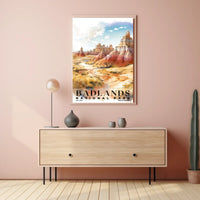 Badlands Watercolor Wall Art Poster