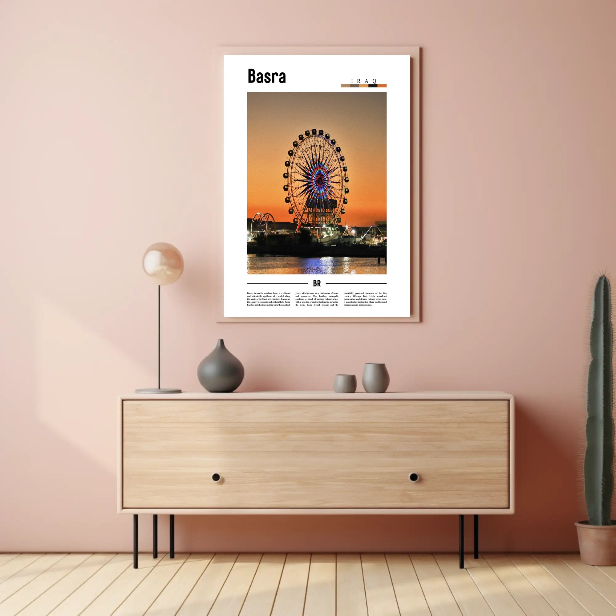 Basra Evening Ferris Wheel Urban or Cityscape Poster PosterGoat