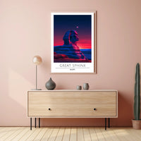 Great Sphinx Poster Under Surreal Night Sky - Fantasy Poster