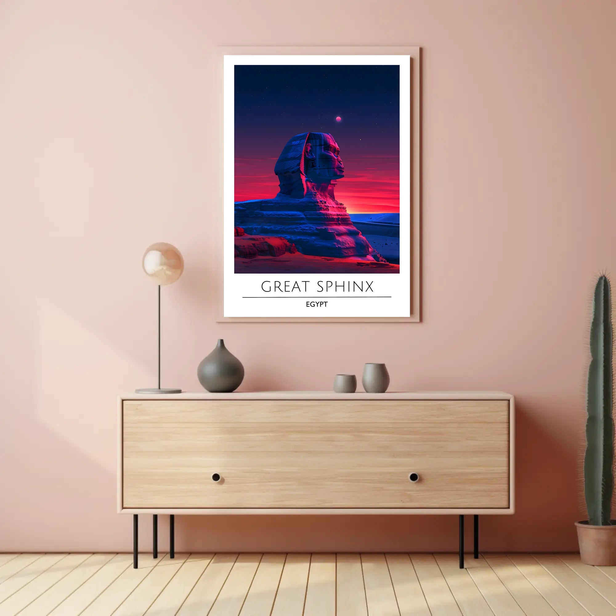 Great Sphinx Poster Under Surreal Night Sky - Fantasy Poster