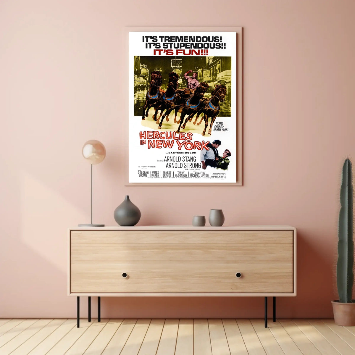 Hercules Conquers New York Mythology Poster Retro Wall Art