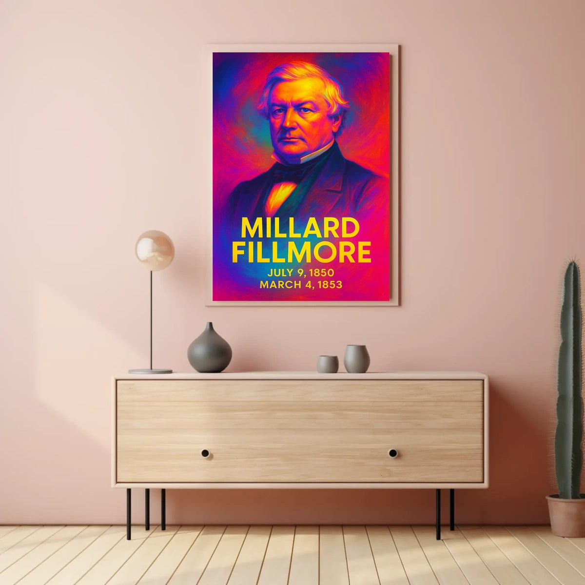 Millard Fillmore 13th President of the United States Neon Gradient Overlay Poster