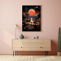Futuristic Alien Planet Poster: Sci-Fi Landscape in Space