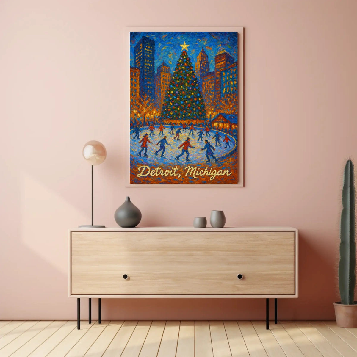 Detroit Winter Wonderland Vintage Collectors Poster