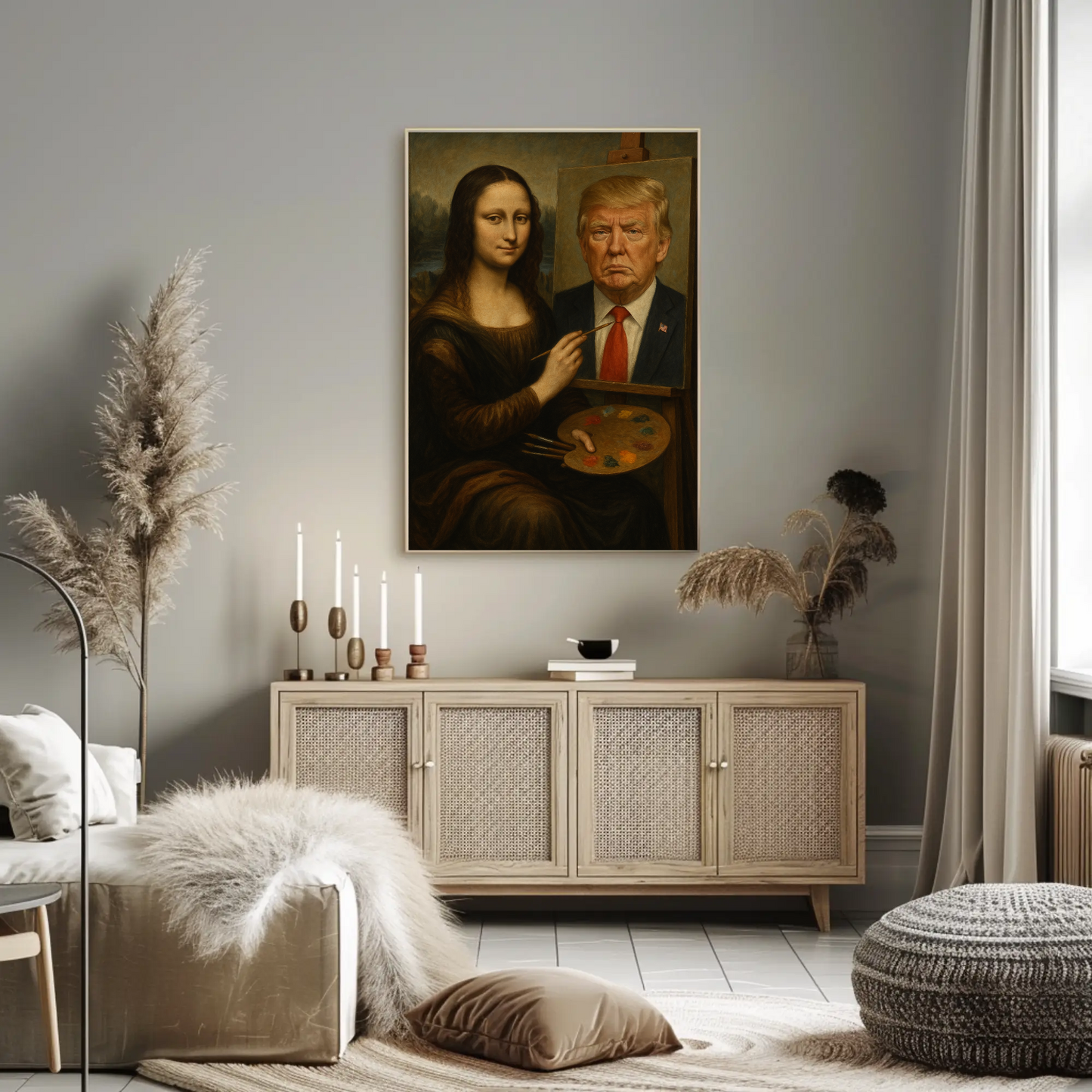 Mona Lisa Paints Trump Historical Parody Poster