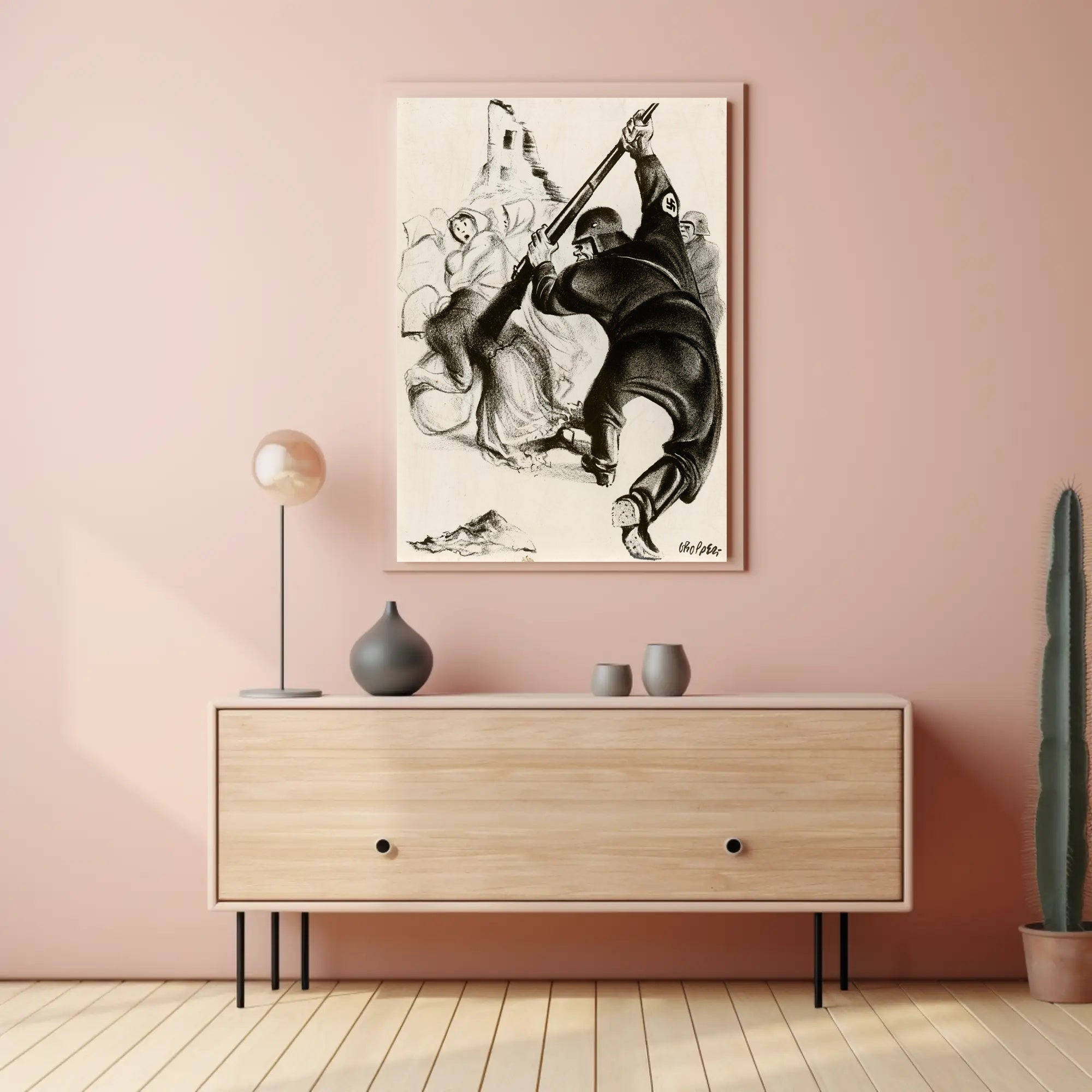 Oppression Depicted in Wartime Illustration Poster PosterGoat