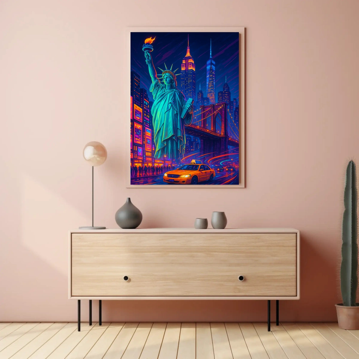 New York City Poster Modern Neon Nightlife Wall Art