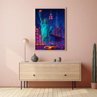 New York City Poster Modern Neon Nightlife Wall Art