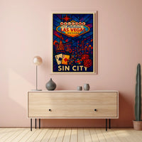 Welcome to Sin City Poster Neon Night Cityscape Urban Decor