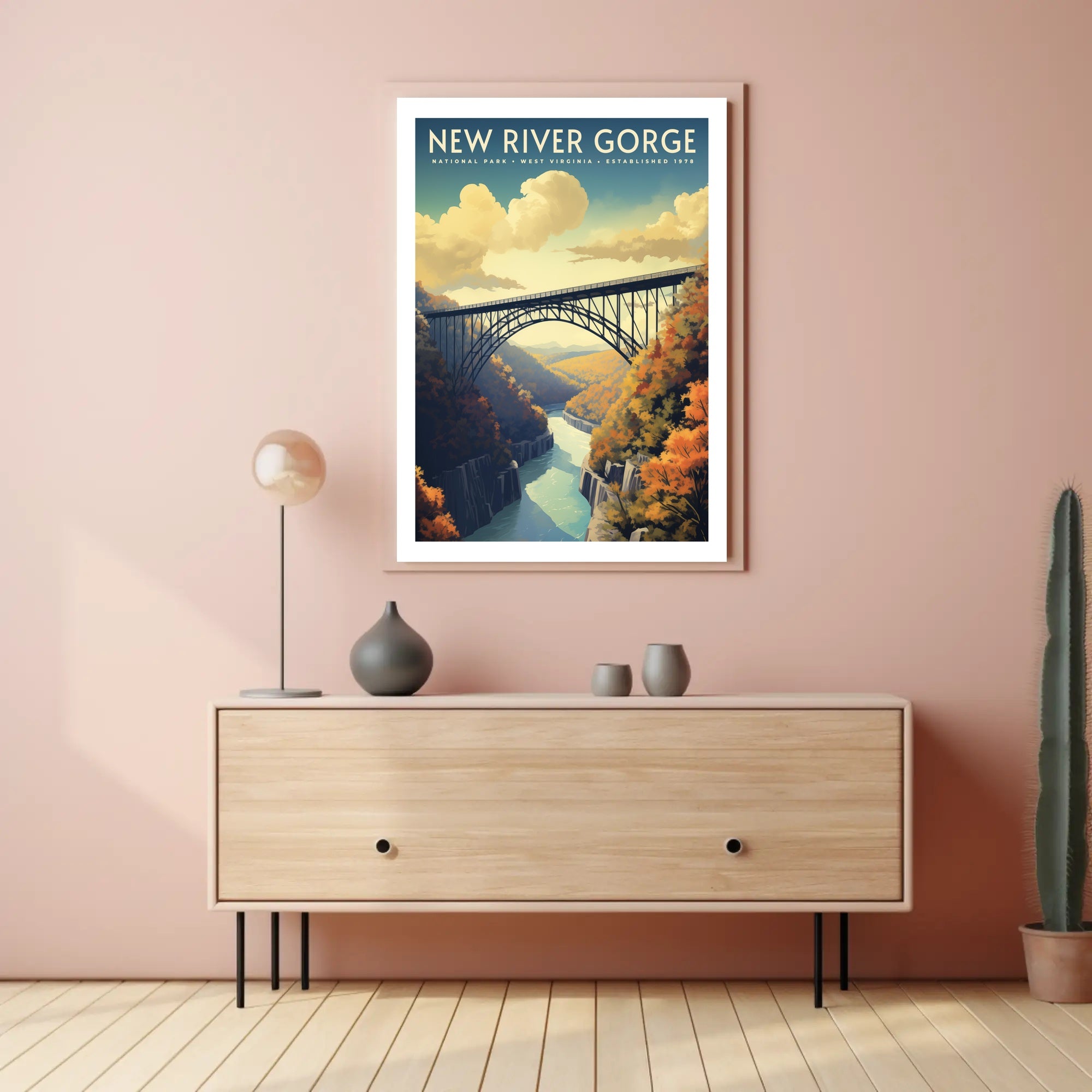 New River Gorge Poster Vintage Travel Wall Art