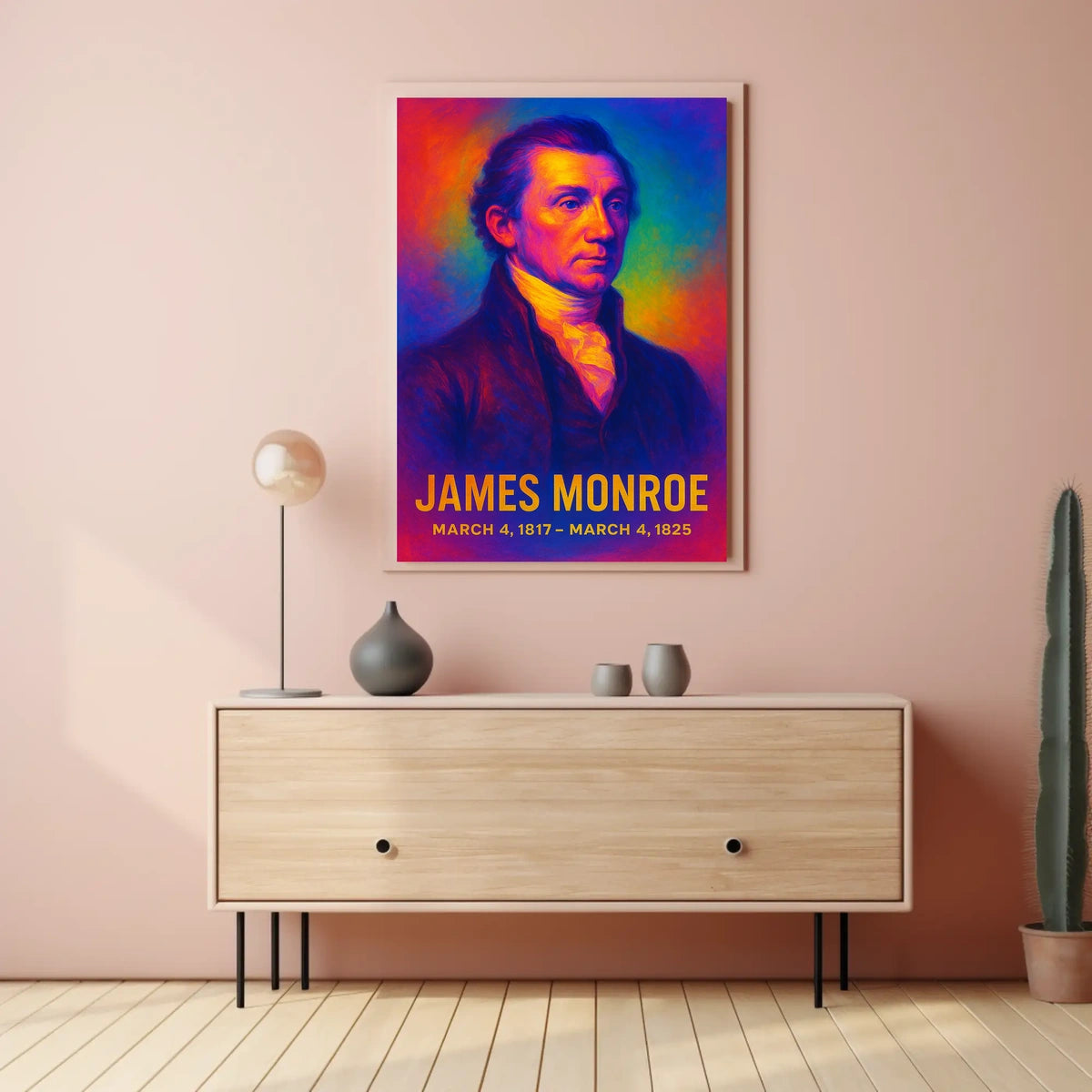 James Monroe 5th President of the United States Neon Gradient Overlay Poster