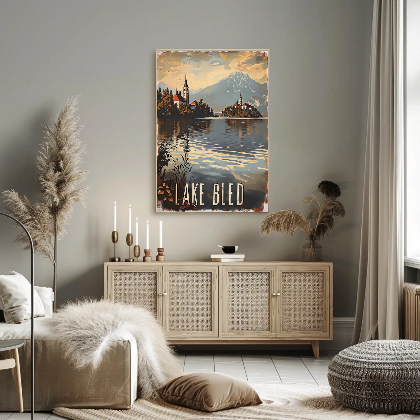 Lake Bled Island Church Reflection Travel Poster