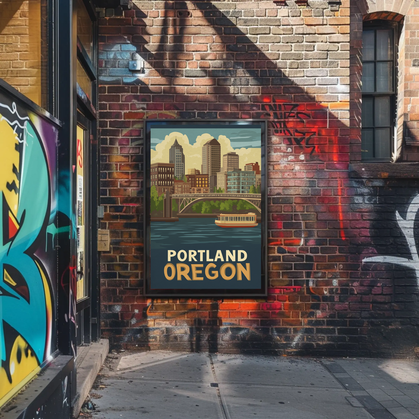 Portland Oregon Cityscape Vintage Poster