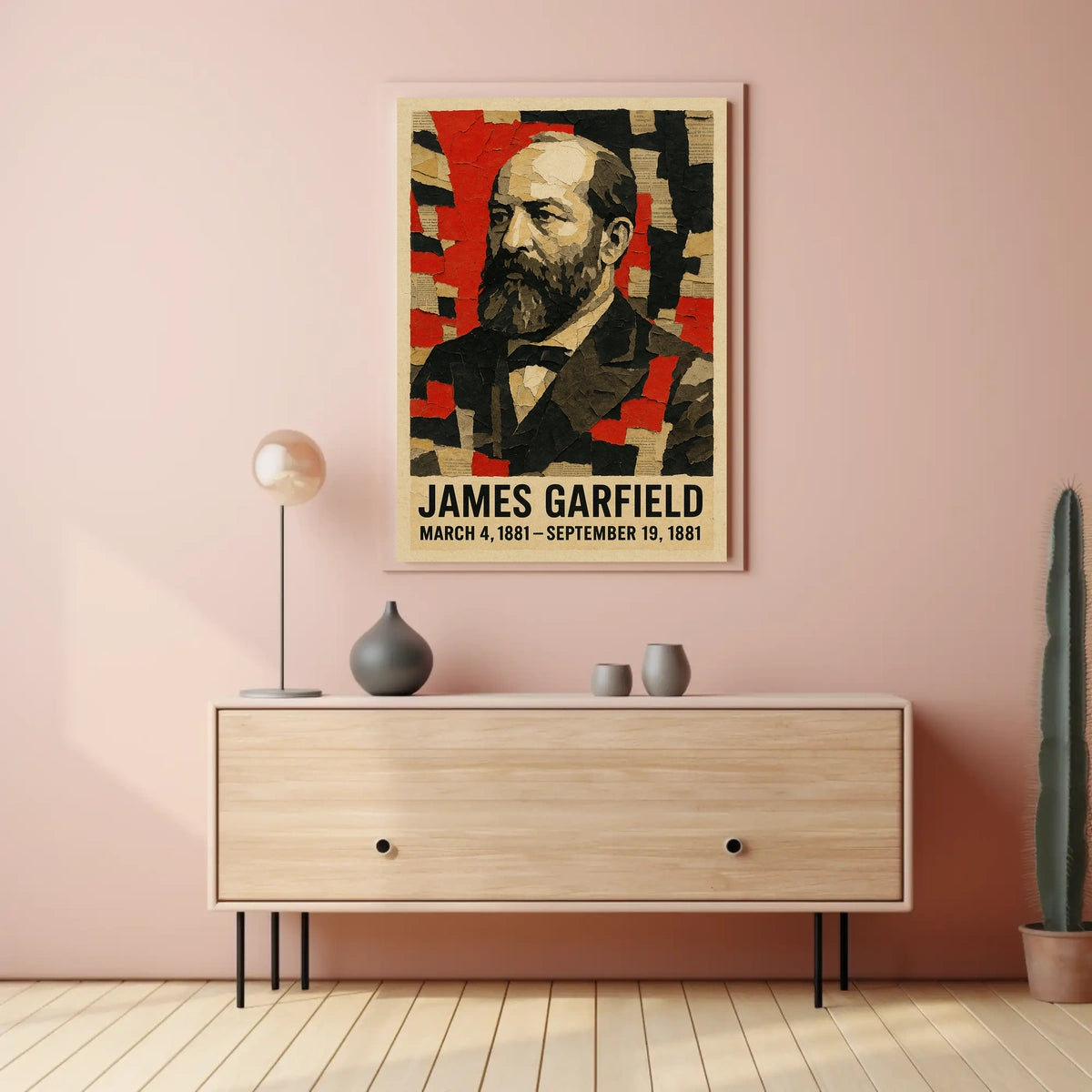 James A. Garfield 20th President of the United States Layered paper Collage Poster