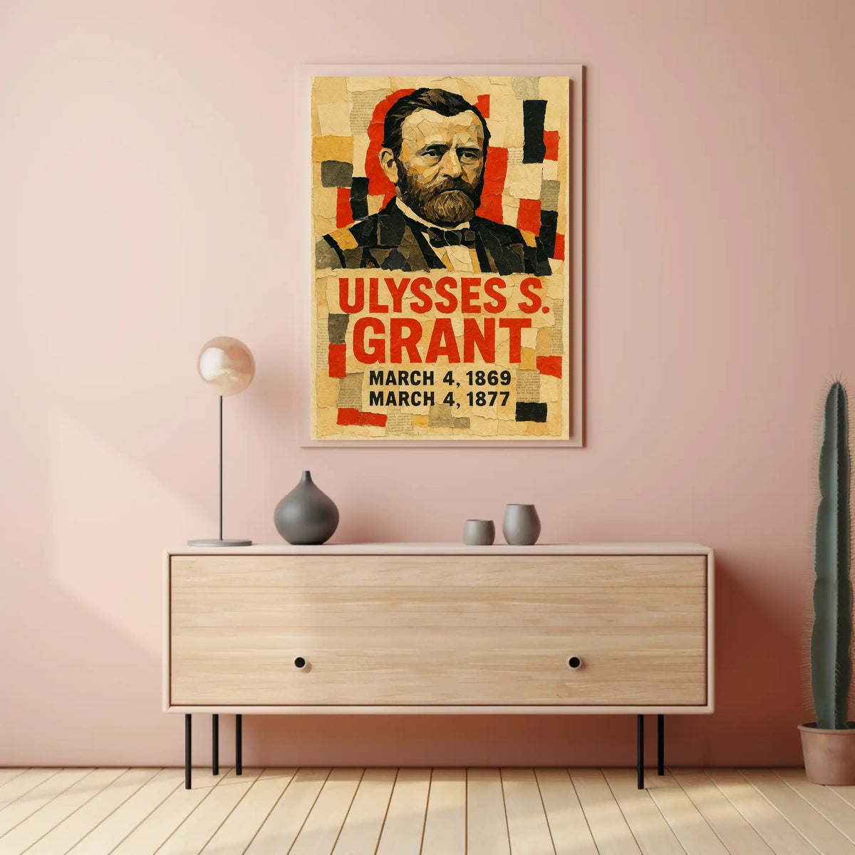 Ulysses S. Grant 18th President of the United States Layered paper Collage Poster