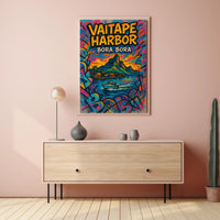 Vaitape Harbor Poster Bora Bora Colorful Travel Art