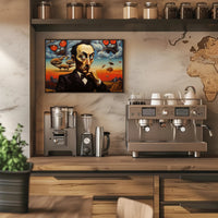 Surrealistic Abstract Art Dreamscape with Black Suit Figure Poster